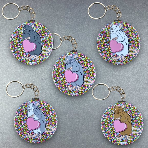 Valentines Day Rat Pin, Magnet, Keychain, Bottle Opener or Mini Ornament - Picture 9 of 12